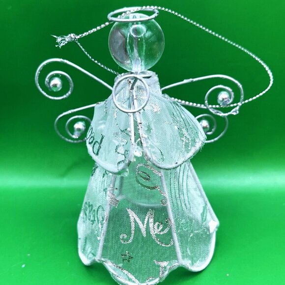 VTG Satin Ball Mesh Heart Star Angel Ornament Set/4 Gold Silver Tassel Beaded - Picture 6 of 10